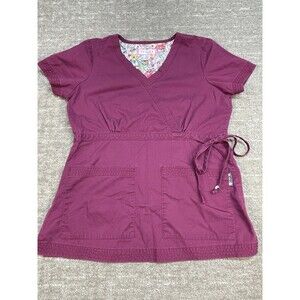 Women’s Koi Kathy Peterson XS Maroon Burgundy Scrub Top Medical Nurse